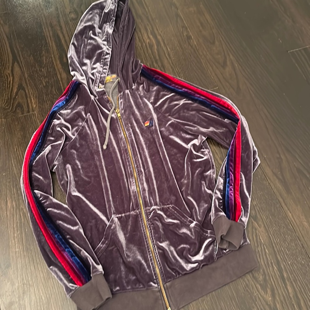AVIATOR NATION CLASSIC VELVET RELAXED ZIP HOODIE